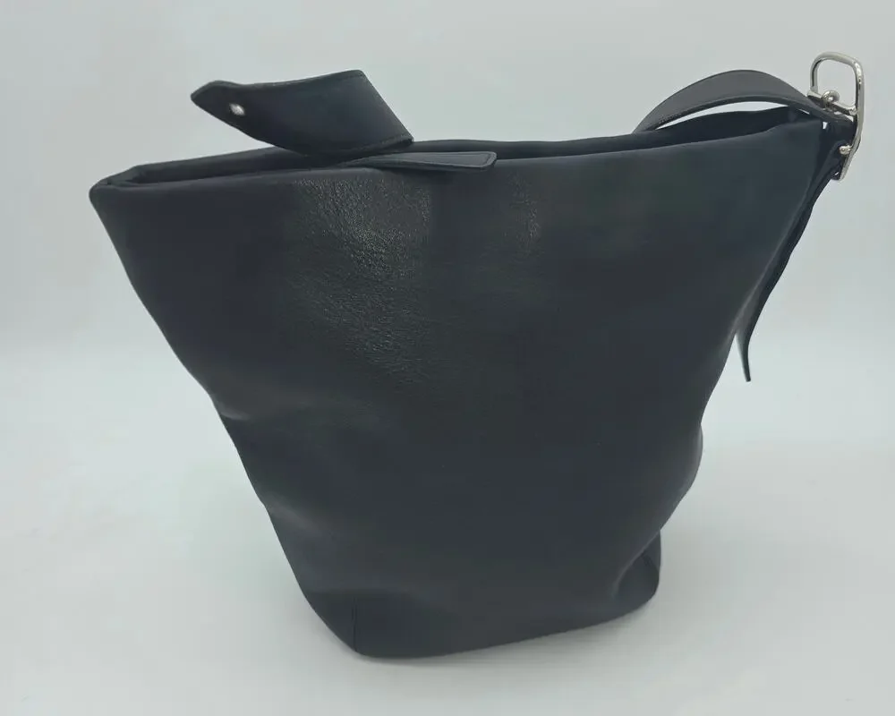 Vintage Coach Y2K Black Leather Bucket Bag – Silver Hardware